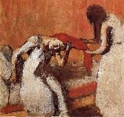 Edgar Degas Two lady dressing up hair oil painting